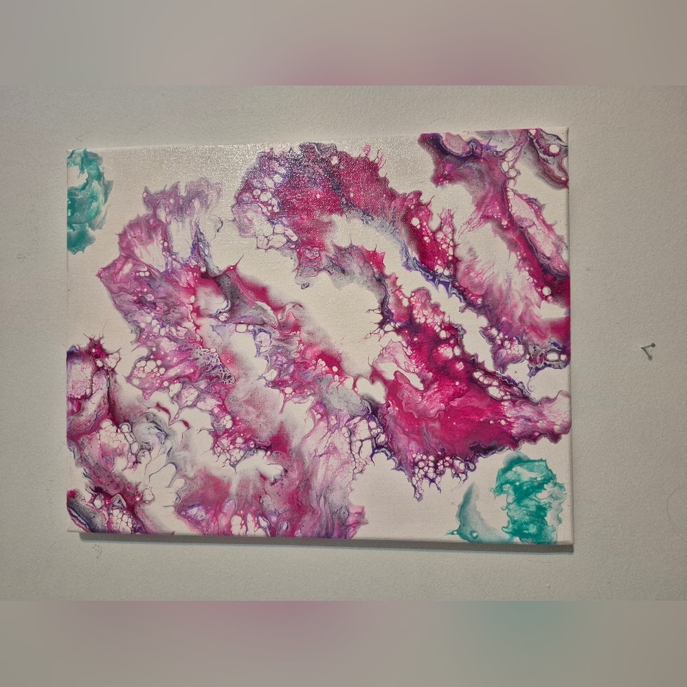 Abstract Pink and Teal Canvas Art